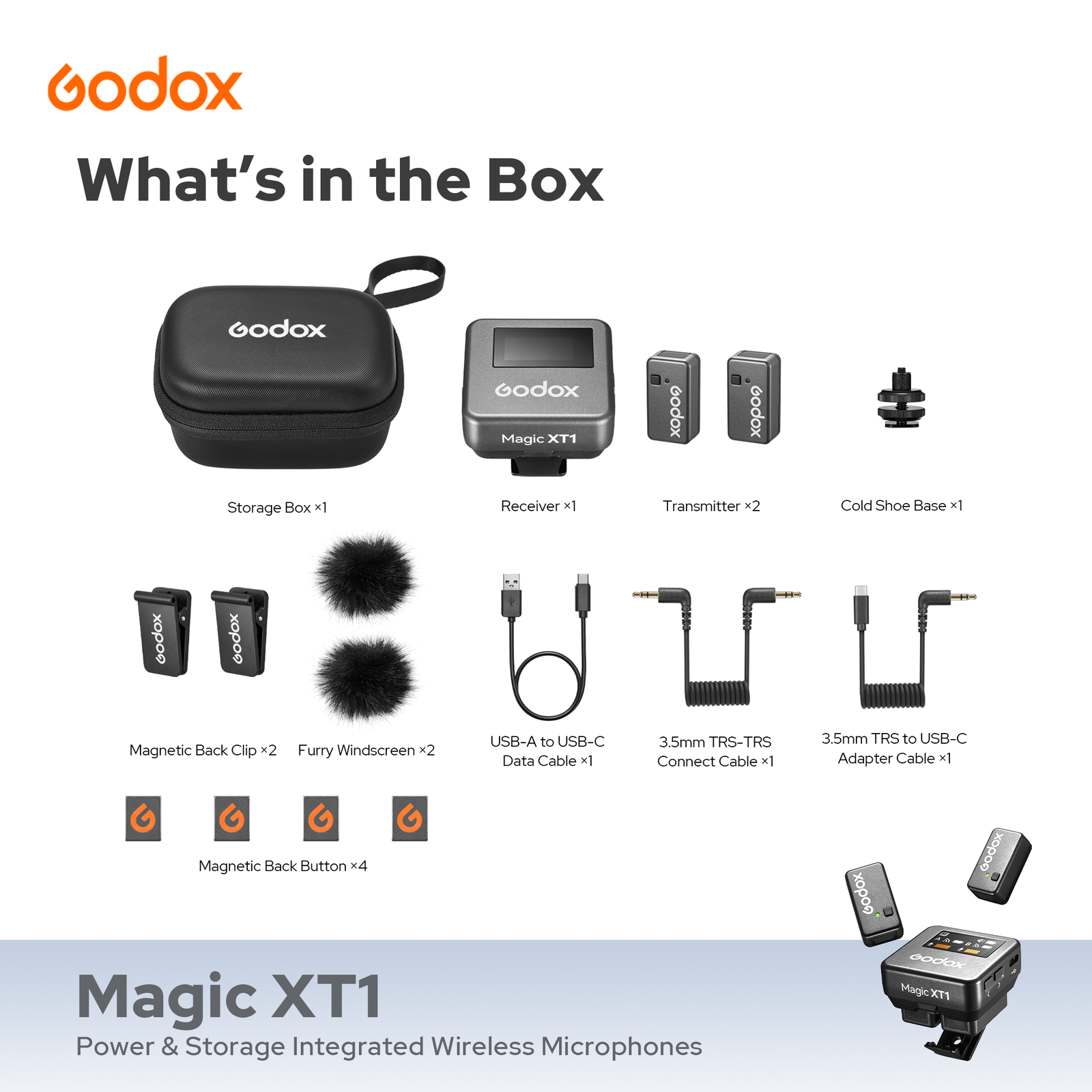 Godox Magic XT1 Wireless Microphone Kit with 2 Transmitters