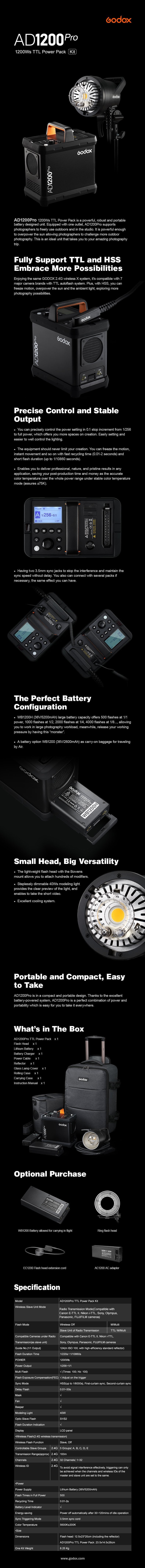 Godox AD1200 Pro TTL HSS Battery Powered Strobe