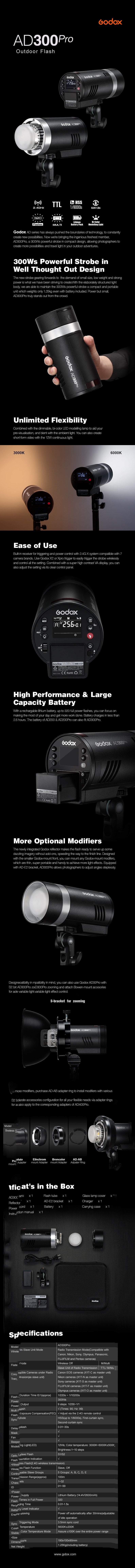 Godox AD300 Pro TTL Battery Powered Wireless Strobe
