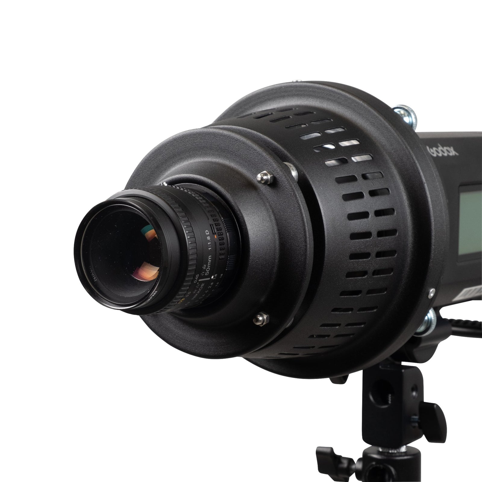 Adaptador de lente Nikon con montura F para Strobepro Optical Snoot II