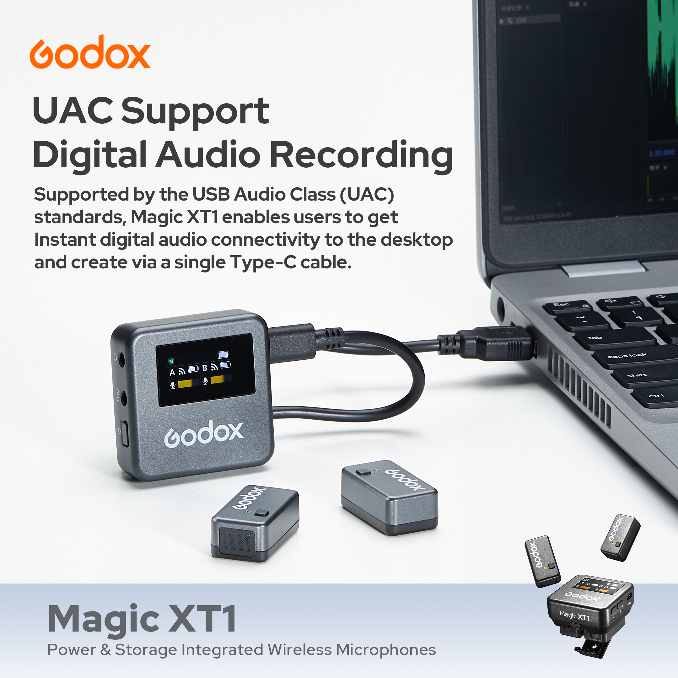 Godox Magic XT1 Wireless Microphone Kit with 2 Transmitters Godox Magic XT1 Wireless Microphone Kit with 2 Transmitters
