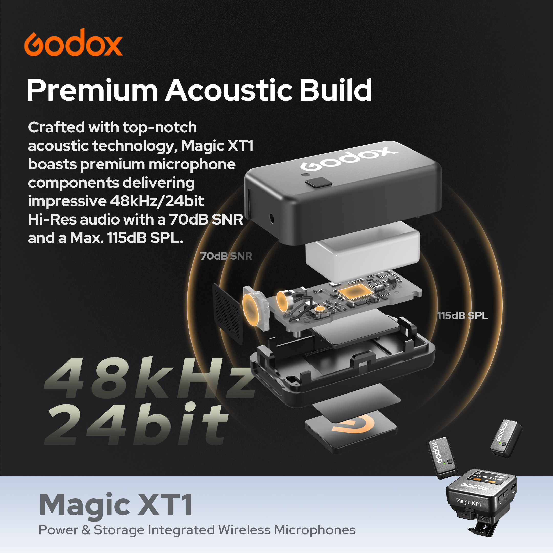 Godox Magic XT1 Wireless Microphone Kit with 2 Transmitters Godox Magic XT1 Wireless Microphone Kit with 2 Transmitters
