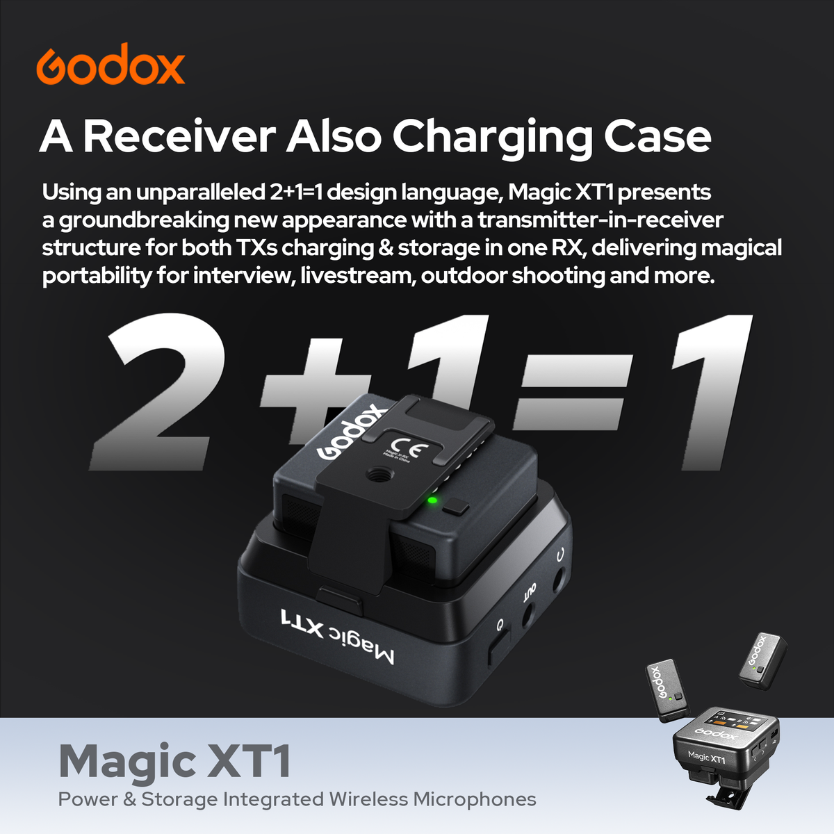 Godox Magic XT1 Wireless Microphone Kit with 2 Transmitters