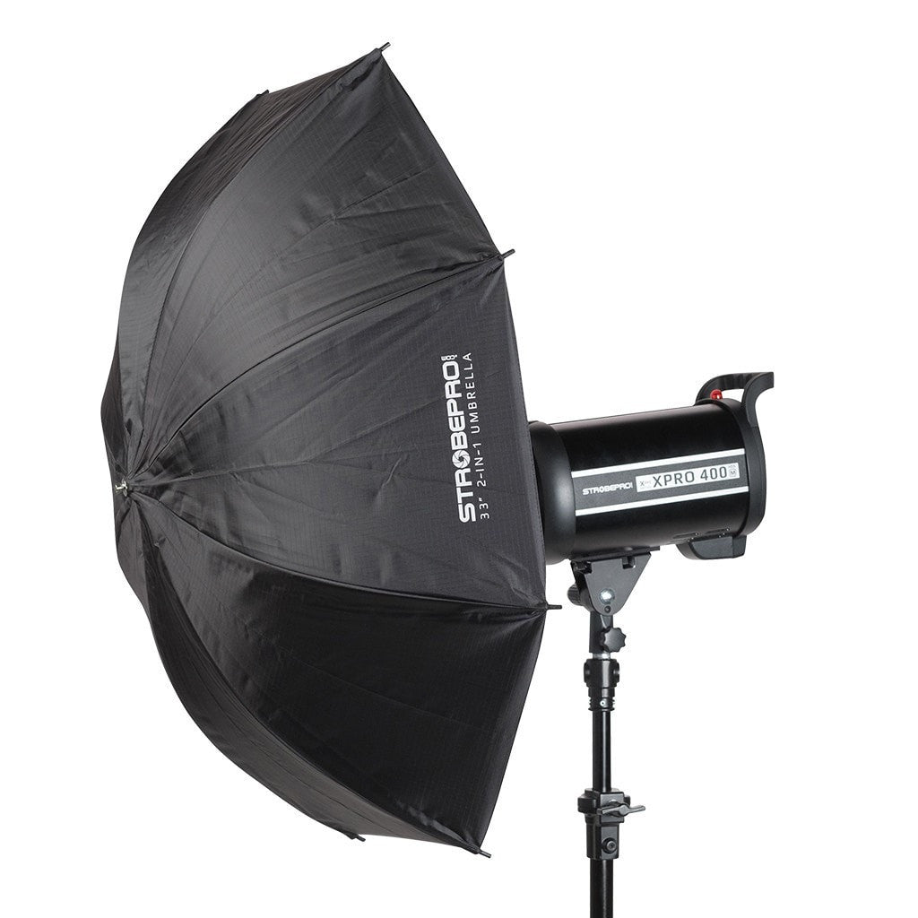 33" White Translucent 2 in 1 Umbrella - Strobepro Studio Lighting