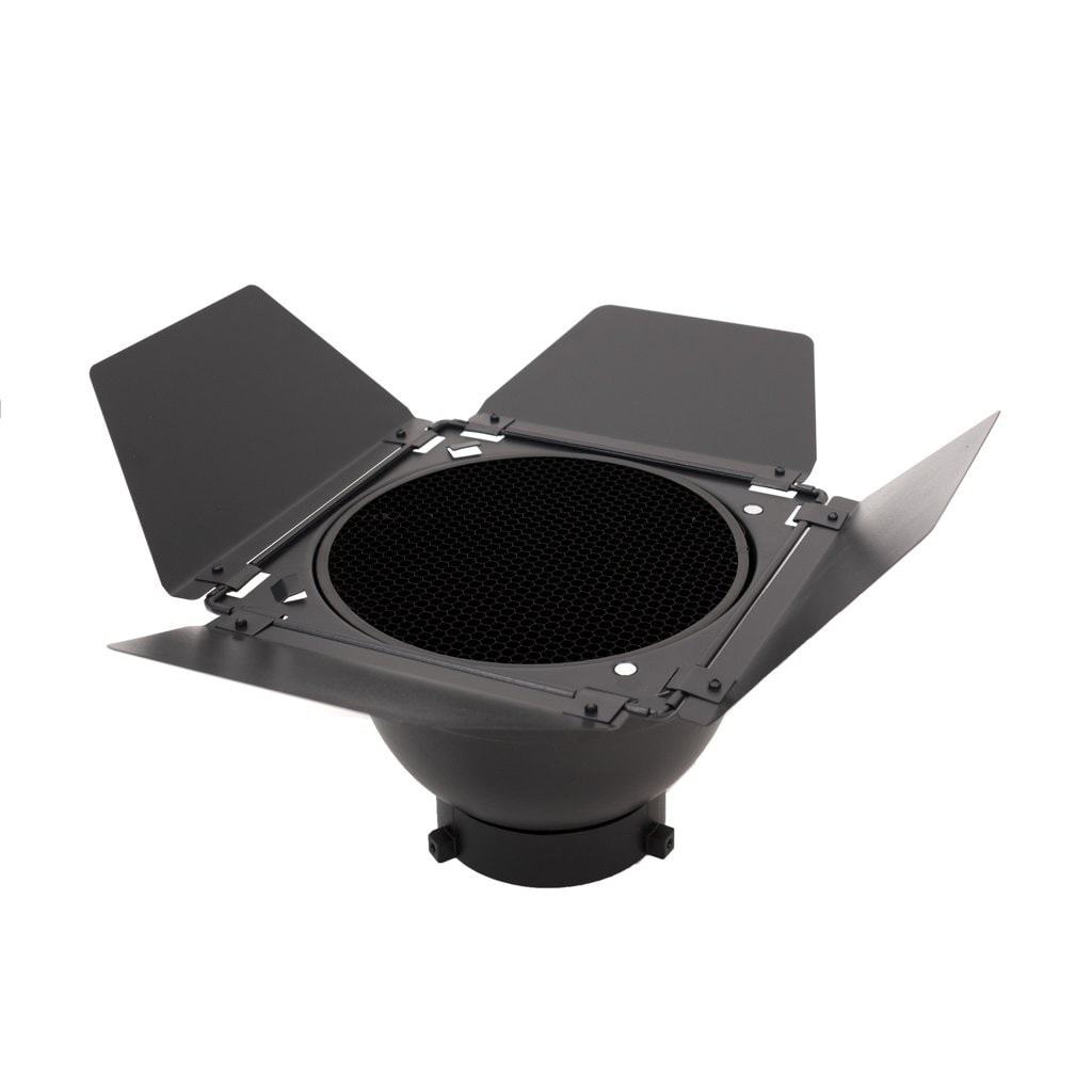 Barndoor with Gels and Grid - Strobepro Studio Lighting